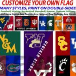 5x8Ft Personalize House Divided Flag Any Teams, Custom House Divided Flags