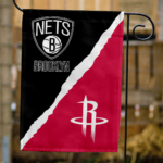 Nets vs Rockets House Divided Flag, NBA House Divided Flag