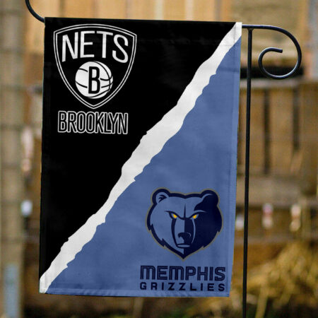 Nets vs Grizzlies House Divided Flag, NBA House Divided Flag