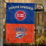 Pistons vs Thunder House Divided Flag, NBA House Divided Flag