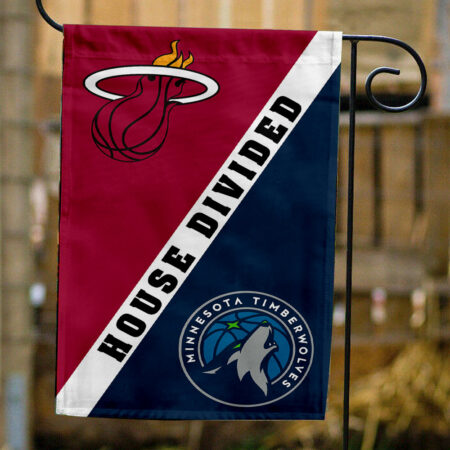 Heat vs Timberwolves House Divided Flag, NBA House Divided Flag