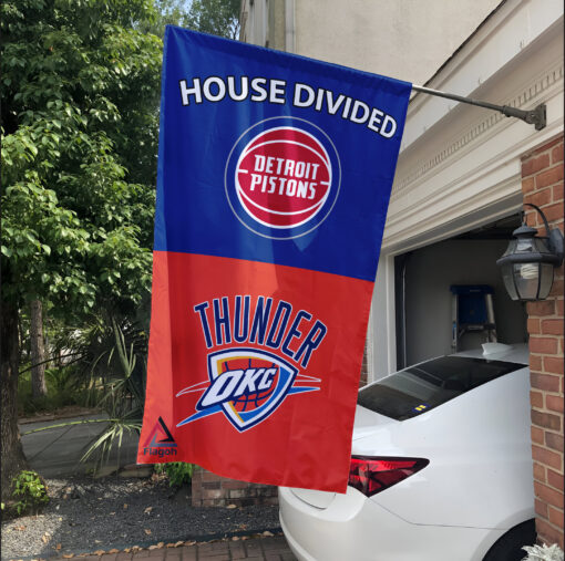 Pistons vs Thunder House Divided Flag, NBA House Divided Flag