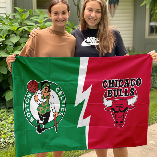 Celtics vs Bulls House Divided Flag, NBA House Divided Flag