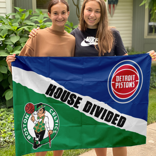 Celtics vs Pistons House Divided Flag, NBA House Divided Flag