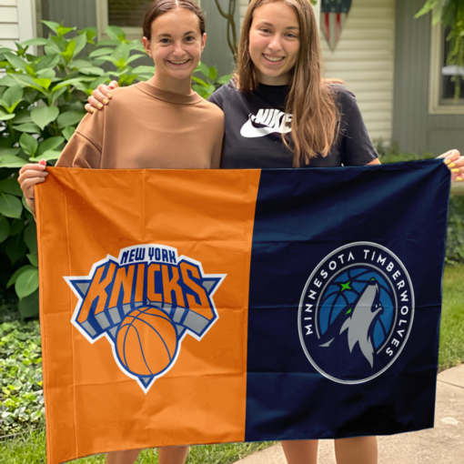 Knicks vs Timberwolves House Divided Flag, NBA House Divided Flag