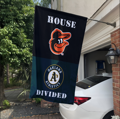 Orioles vs Athletics House Divided Flag, MLB House Divided Flag