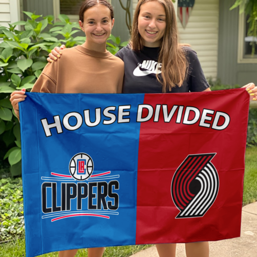 Clippers vs Trail Blazers House Divided Flag, NBA House Divided Flag