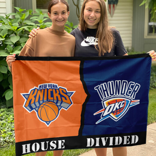Knicks vs Thunder House Divided Flag, NBA House Divided Flag