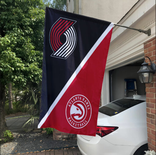 Trail Blazers vs Hawks House Divided Flag, NBA House Divided Flag