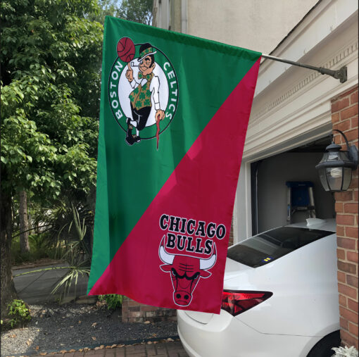 Celtics vs Bulls House Divided Flag, NBA House Divided Flag