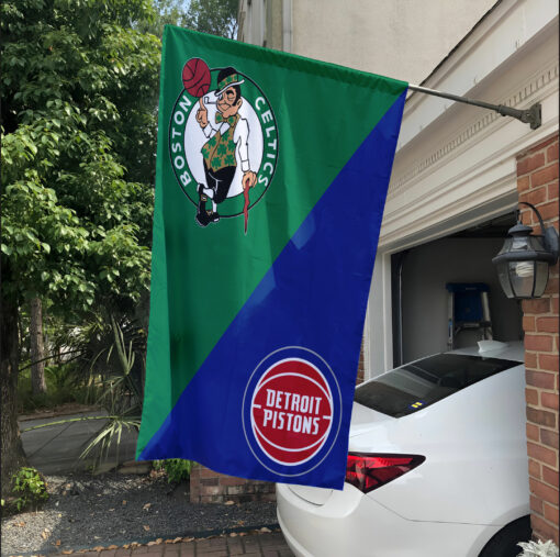 Celtics vs Pistons House Divided Flag, NBA House Divided Flag