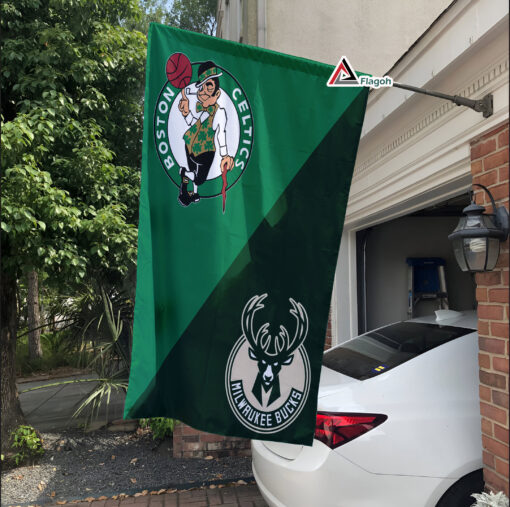 Celtics vs Bucks House Divided Flag, NBA House Divided Flag