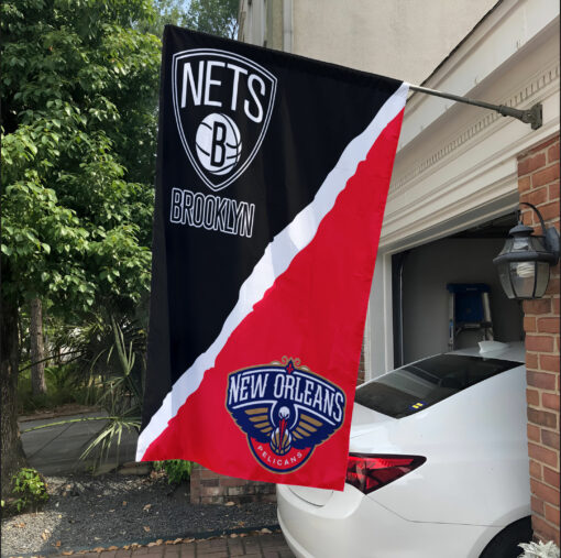 Nets vs Pelicans House Divided Flag, NBA House Divided Flag