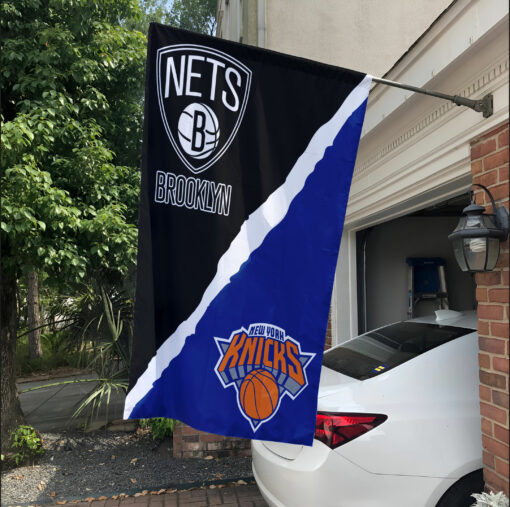 Nets vs Knicks House Divided Flag, NBA House Divided Flag