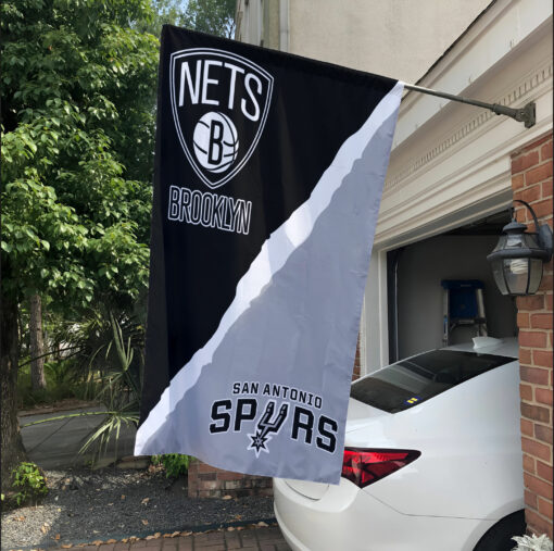 Nets vs Spurs House Divided Flag, NBA House Divided Flag