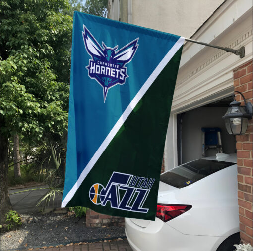 Hornets vs Jazz House Divided Flag, NBA House Divided Flag