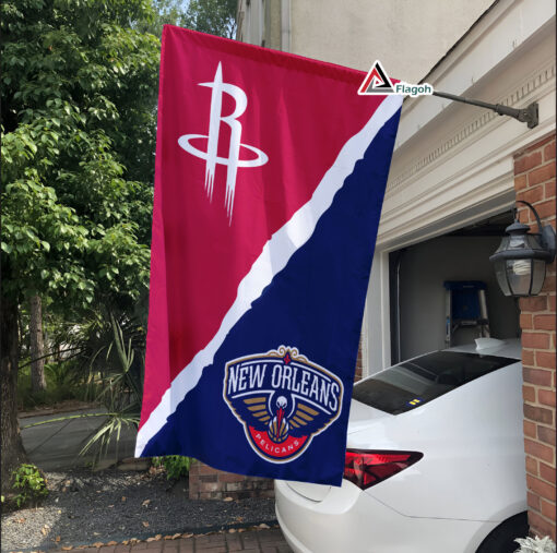 Rockets vs Pelicans House Divided Flag, NBA House Divided Flag