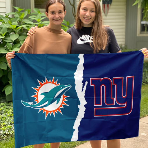 Dolphins vs Giants House Divided Flag, NFL House Divided Flag