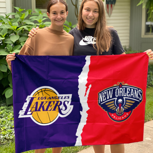 Lakers vs Pelicans House Divided Flag, NBA House Divided Flag
