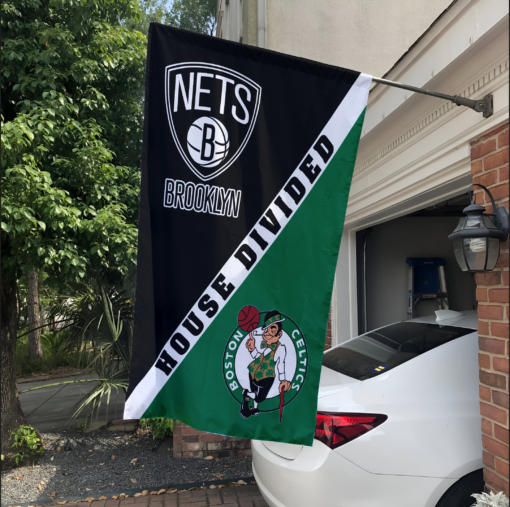 Nets vs Celtics House Divided Flag, NBA House Divided Flag