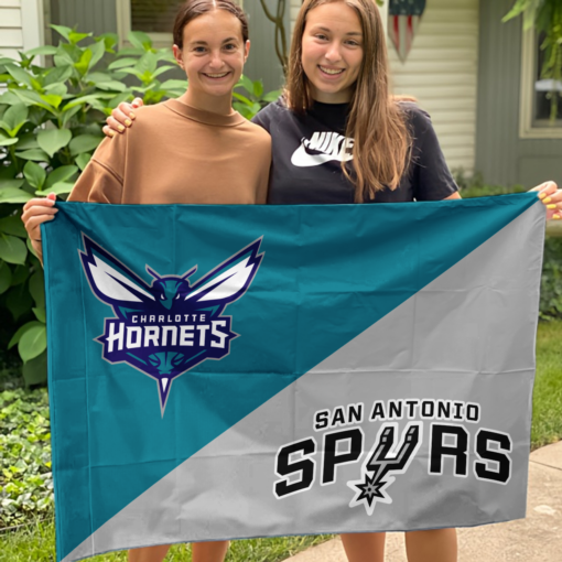 Hornets vs Spurs House Divided Flag, NBA House Divided Flag