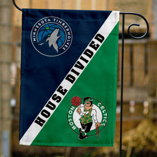 Timberwolves vs Celtics House Divided Flag, NBA House Divided Flag