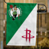 BOSTON CELTICS VS Houston Rockets HOUSE DIVIDED FLAG