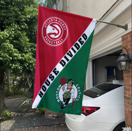 Hawks vs Celtics House Divided Flag, NBA House Divided Flag