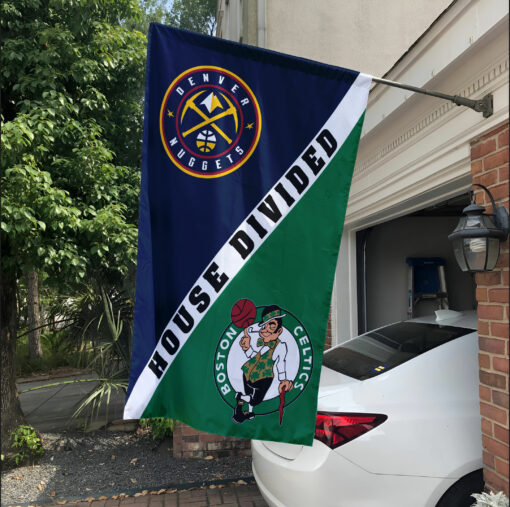 Nuggets vs Celtics House Divided Flag, NBA House Divided Flag