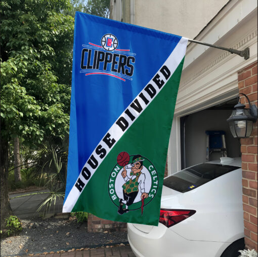Clippers vs Celtics House Divided Flag, NBA House Divided Flag