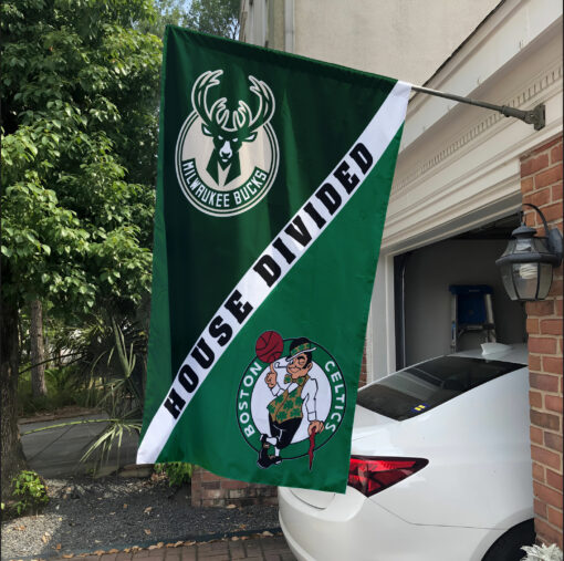 Bucks vs Celtics House Divided Flag, NBA House Divided Flag
