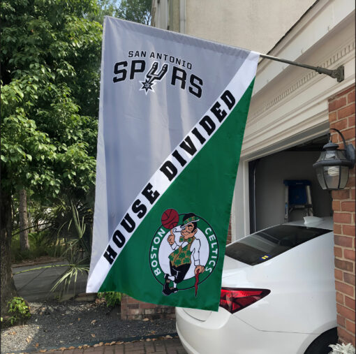 Spurs vs Celtics House Divided Flag, NBA House Divided Flag