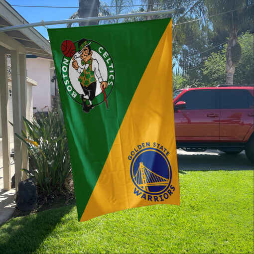 Celtics vs Warriors House Divided Flag, NBA House Divided Flag