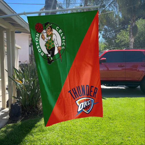 Celtics vs Thunder House Divided Flag, NBA House Divided Flag