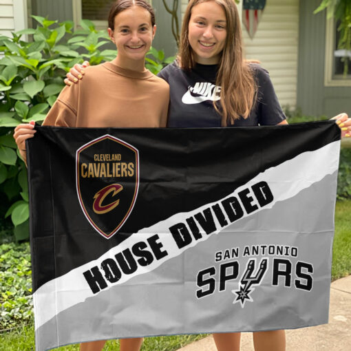 Cavaliers vs Spurs House Divided Flag, NBA House Divided Flag