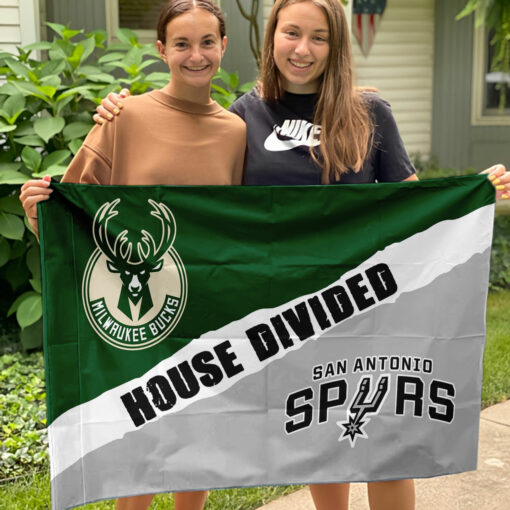 Bucks vs Spurs House Divided Flag, NBA House Divided Flag