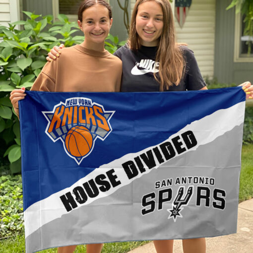 Knicks vs Spurs House Divided Flag, NBA House Divided Flag
