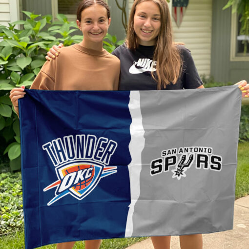 Thunder vs Spurs House Divided Flag, NBA House Divided Flag