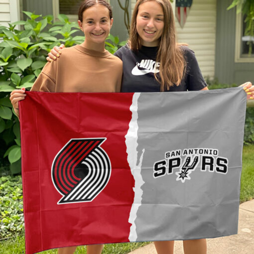 Trail Blazers vs Spurs House Divided Flag, NBA House Divided Flag