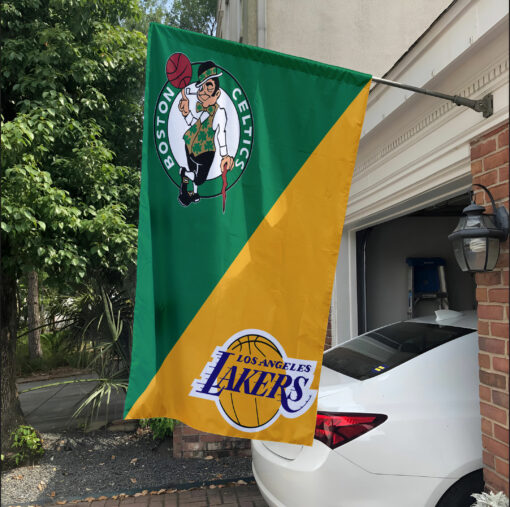 Celtics vs Lakers House Divided Flag, NBA House Divided Flag