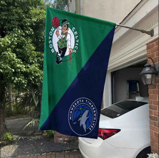 Celtics vs Timberwolves House Divided Flag, NBA House Divided Flag