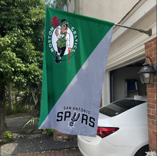 Celtics vs Spurs House Divided Flag, NBA House Divided Flag