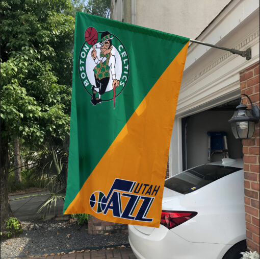 Celtics vs Jazz House Divided Flag, NBA House Divided Flag