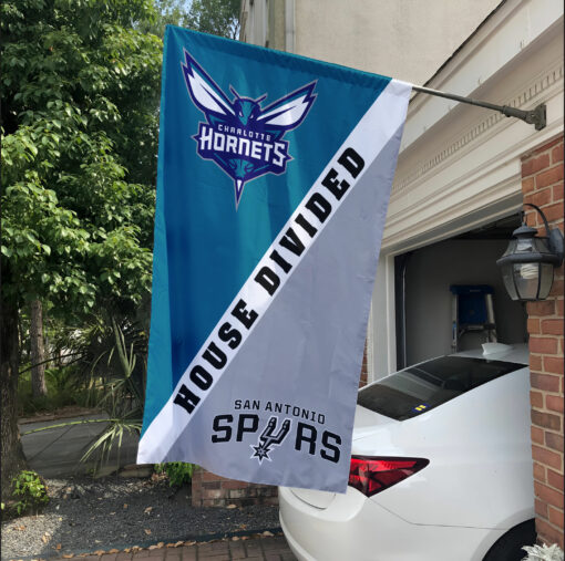 Hornets vs Spurs House Divided Flag, NBA House Divided Flag