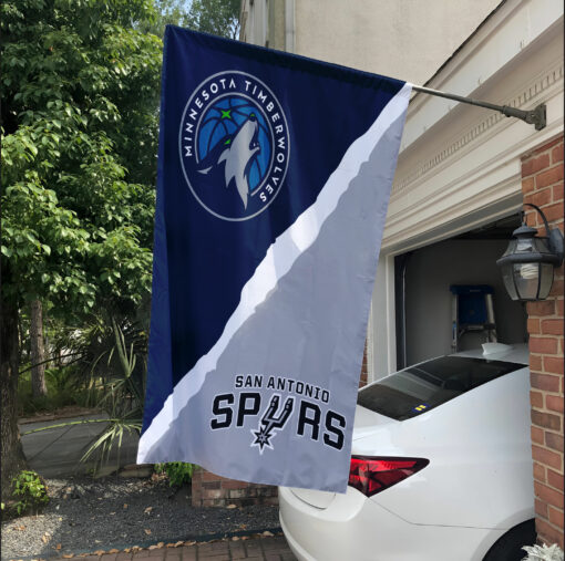 Timberwolves vs Spurs House Divided Flag, NBA House Divided Flag