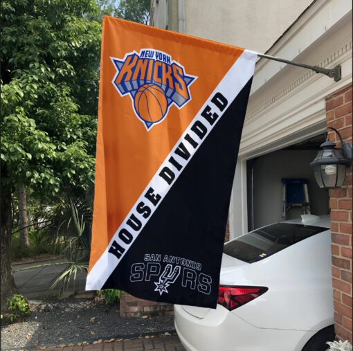 Knicks vs Spurs House Divided Flag, NBA House Divided Flag