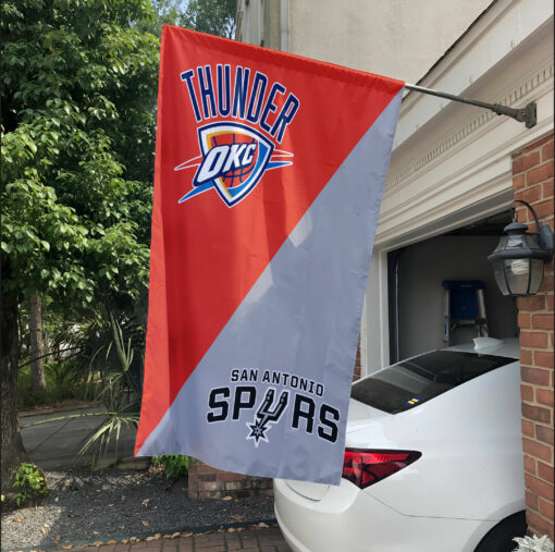 Thunder vs Spurs House Divided Flag, NBA House Divided Flag