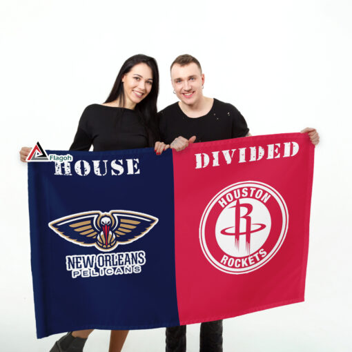 Pelicans vs Rockets House Divided Flag, NBA House Divided Flag