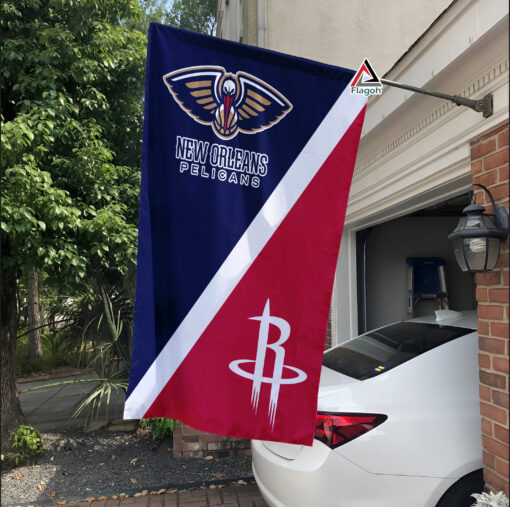 Pelicans vs Rockets House Divided Flag, NBA House Divided Flag