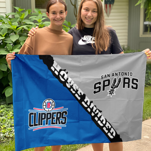 Clippers vs Spurs House Divided Flag, NBA House Divided Flag